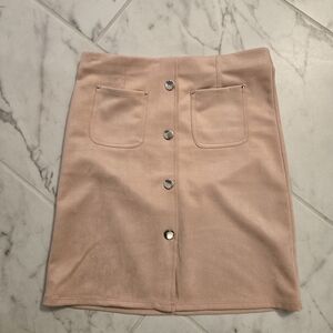 Blush Button-Front Skirt